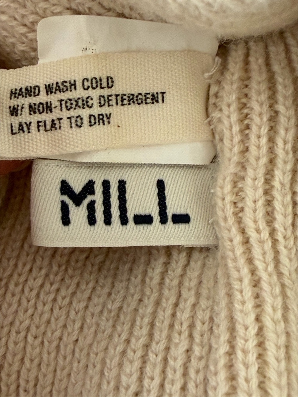 Alex Mill Cream Ribbed Knit Beanie - Picture 2 of 3